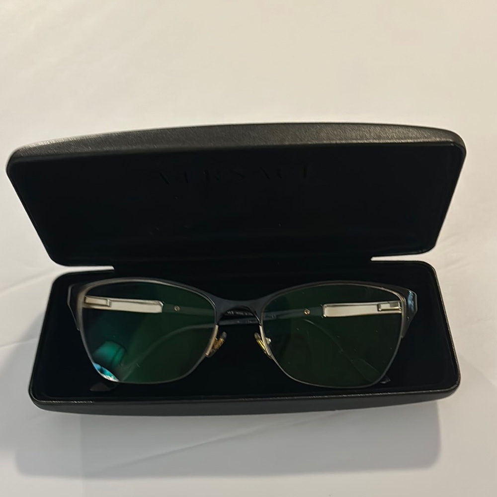 Versace black with gold studs eyeglasses with case